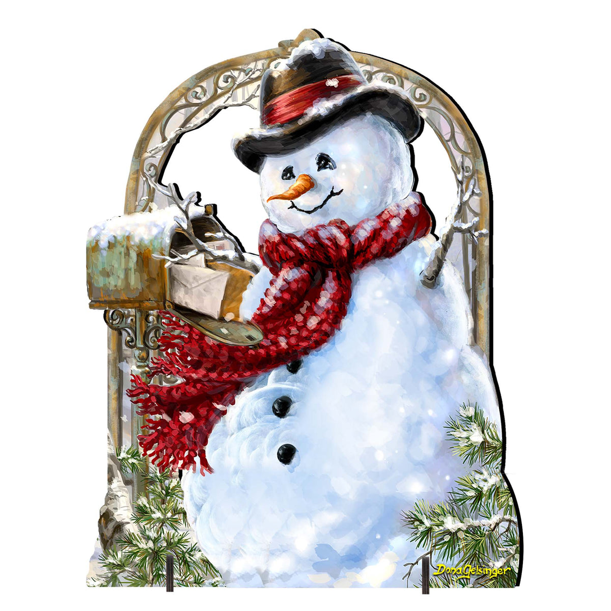 Seasons Greetings Snowman Outdoor Holiday Decor Dona Gelsinger Art - Holiday Lawn and Yard Wooden Decor - 8461038-2F-DG