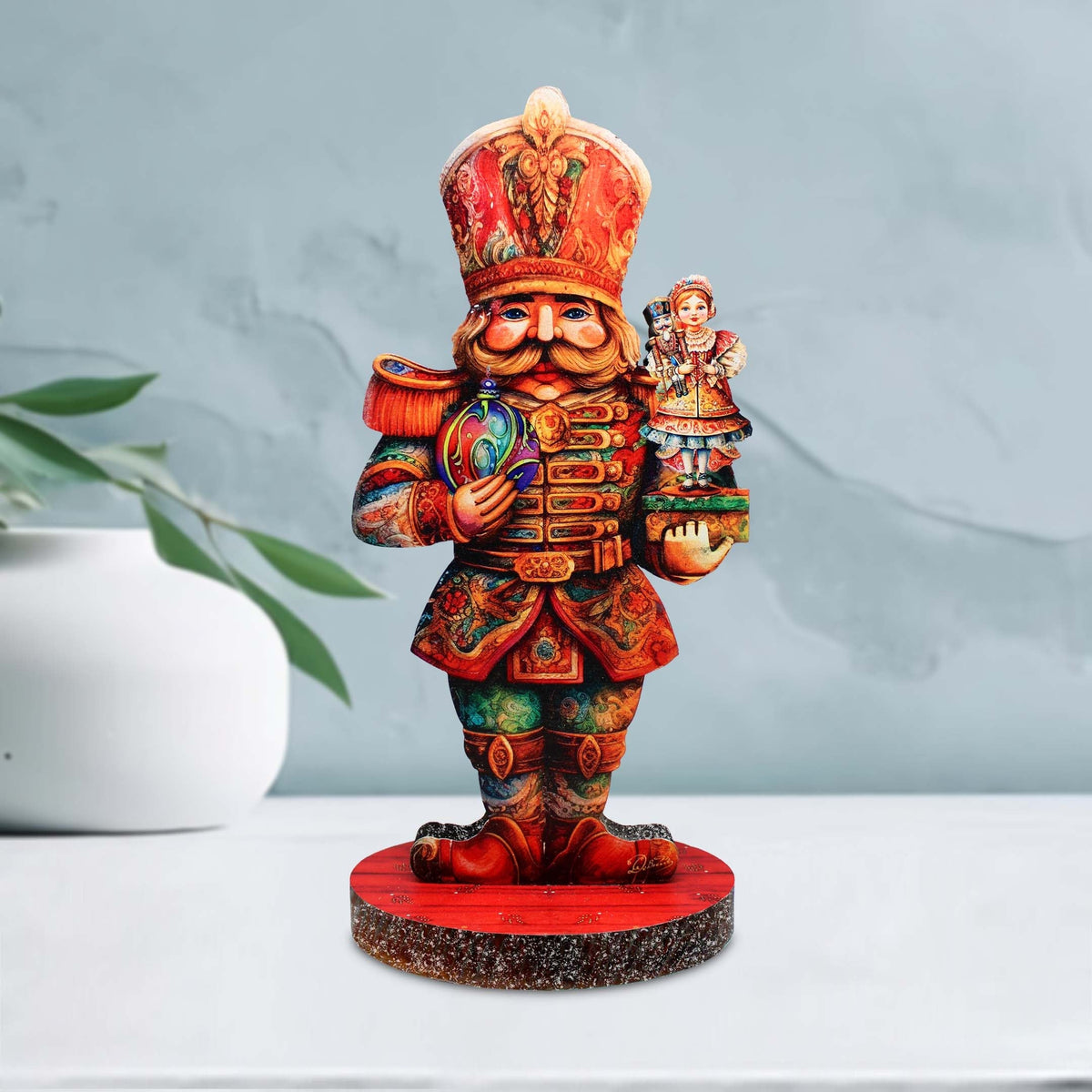 Enchanting Clara and Nutcracker Prince Limited Edition Wooden Figurine by G. Debrekht - Centerpiece for Christmas Decor - 89316