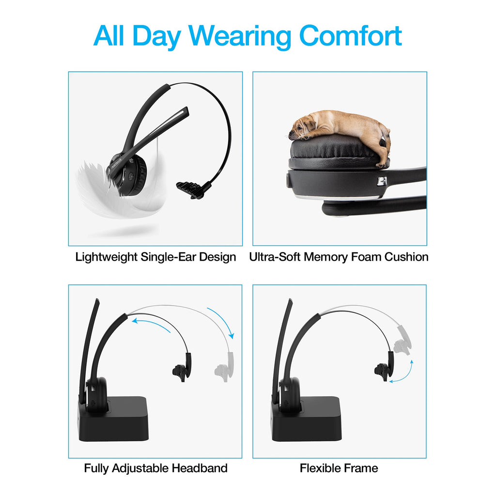 Naztech N980 BT Over-the-Head Headset w Base
