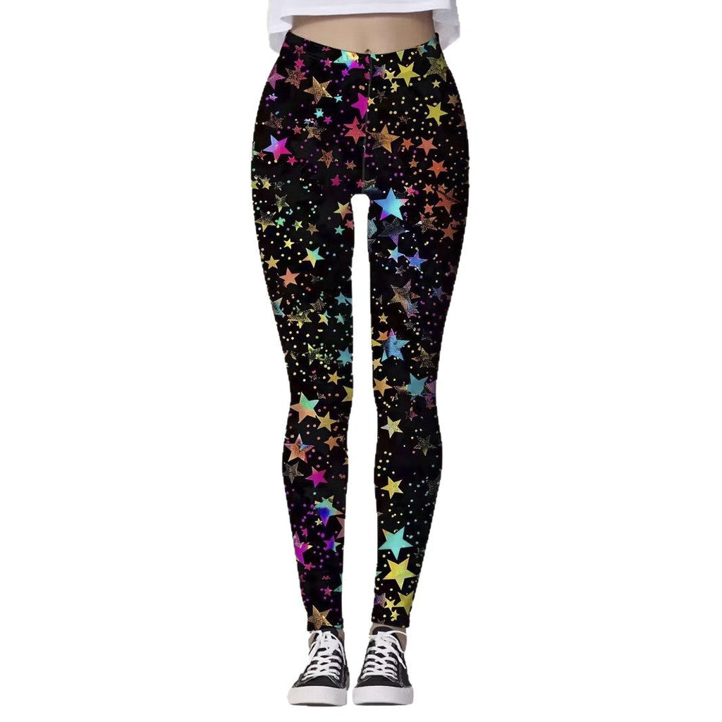 High-waisted Yoga Pants With Double-ring Gold-stamped Print