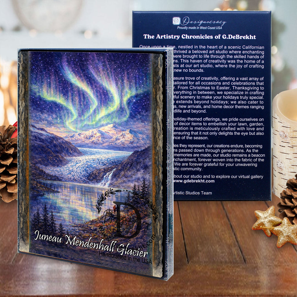 Northern Lights Mountain Glacier Art Card by G. Debrekht - 97113GC