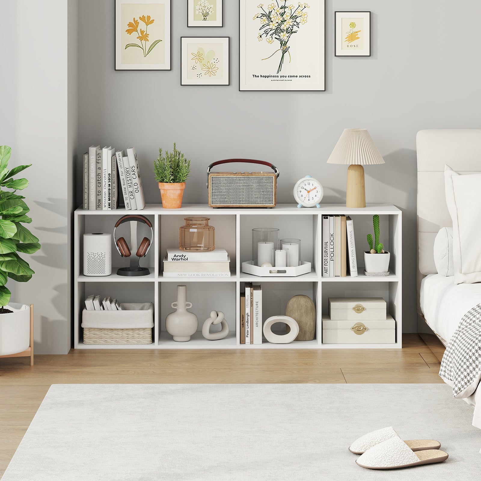 8-Cube Bookcase Bookshelf with 2 Anti-Tipping Kits Storage Organizer
