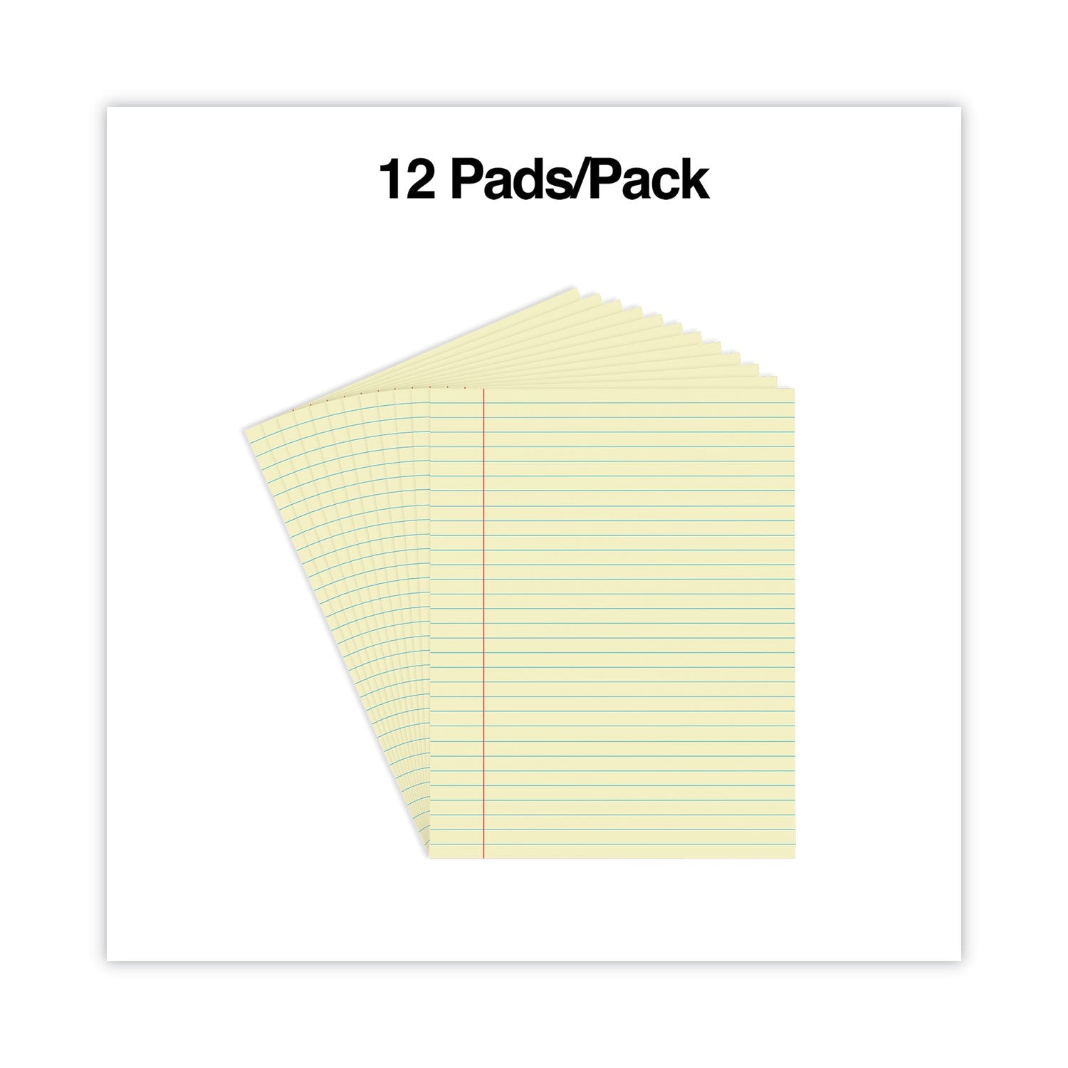 Universal Glue Top Pads, Wide/Legal Rule, 50 Canary-Yellow 8.5 x 11 Sheets, Dozen