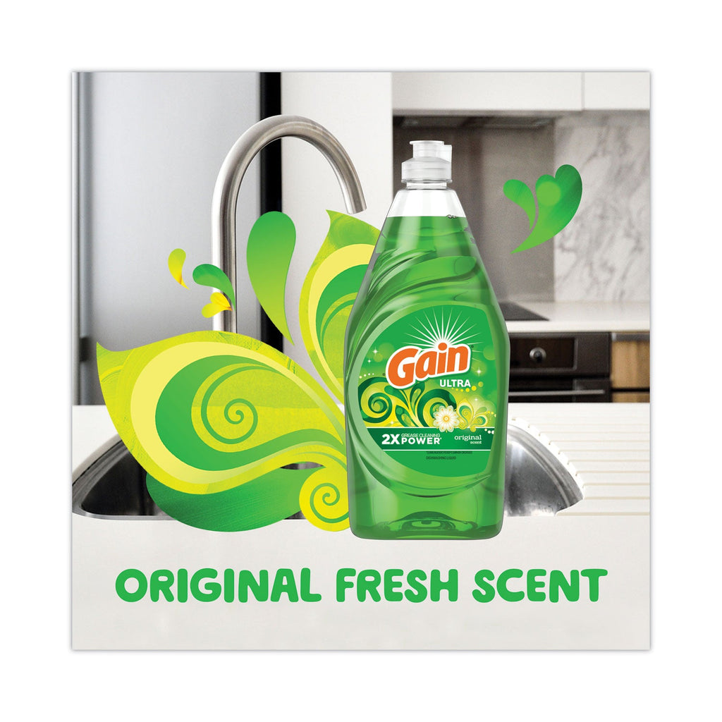 Gain Dishwashing Liquid, Gain Original, 38 oz Bottle, 8/Carton