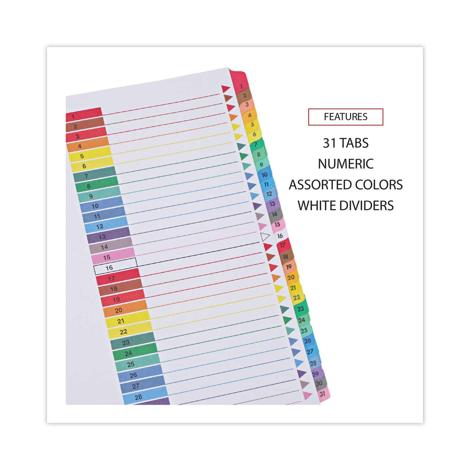Universal Deluxe Table of Contents Dividers for Printers, 31-Tab, 1 to 31, 11 x 8.5, White, 1 Set