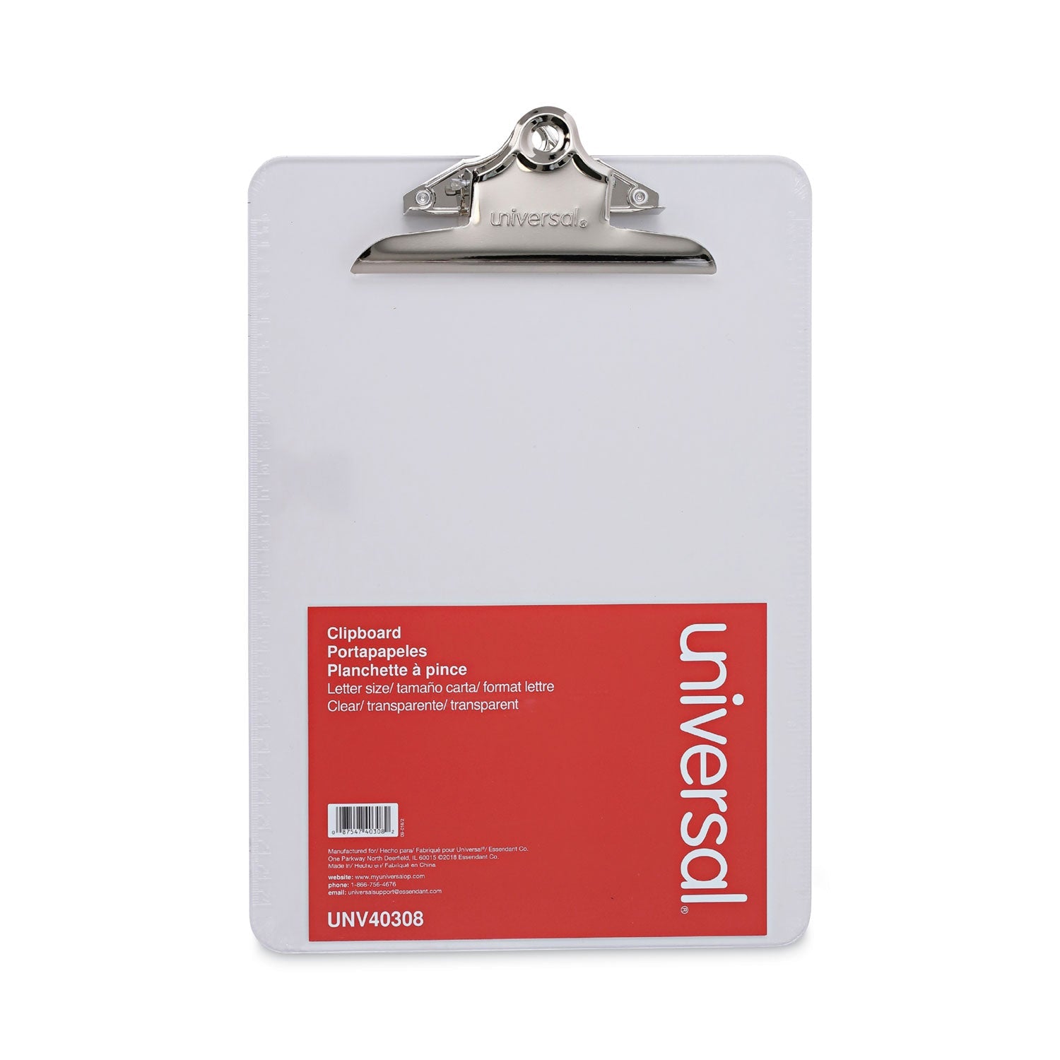 Universal Plastic Clipboard with High Capacity Clip, 1.25" Clip Capacity, Holds 8.5 x 11 Sheets, Clear