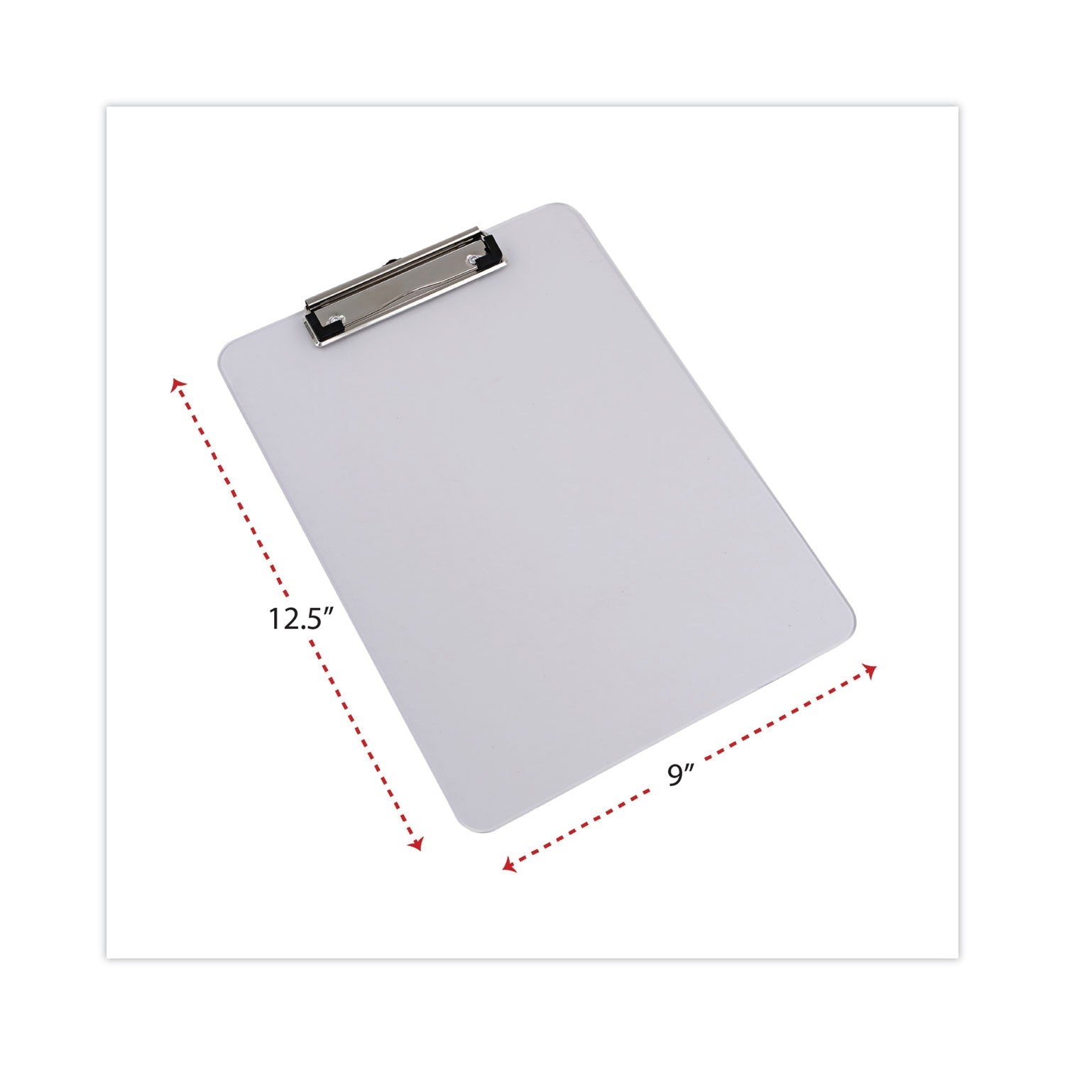 Universal Plastic Clipboard with Low Profile Clip, 0.5" Clip Capacity, Holds 8.5 x 11 Sheets, Clear
