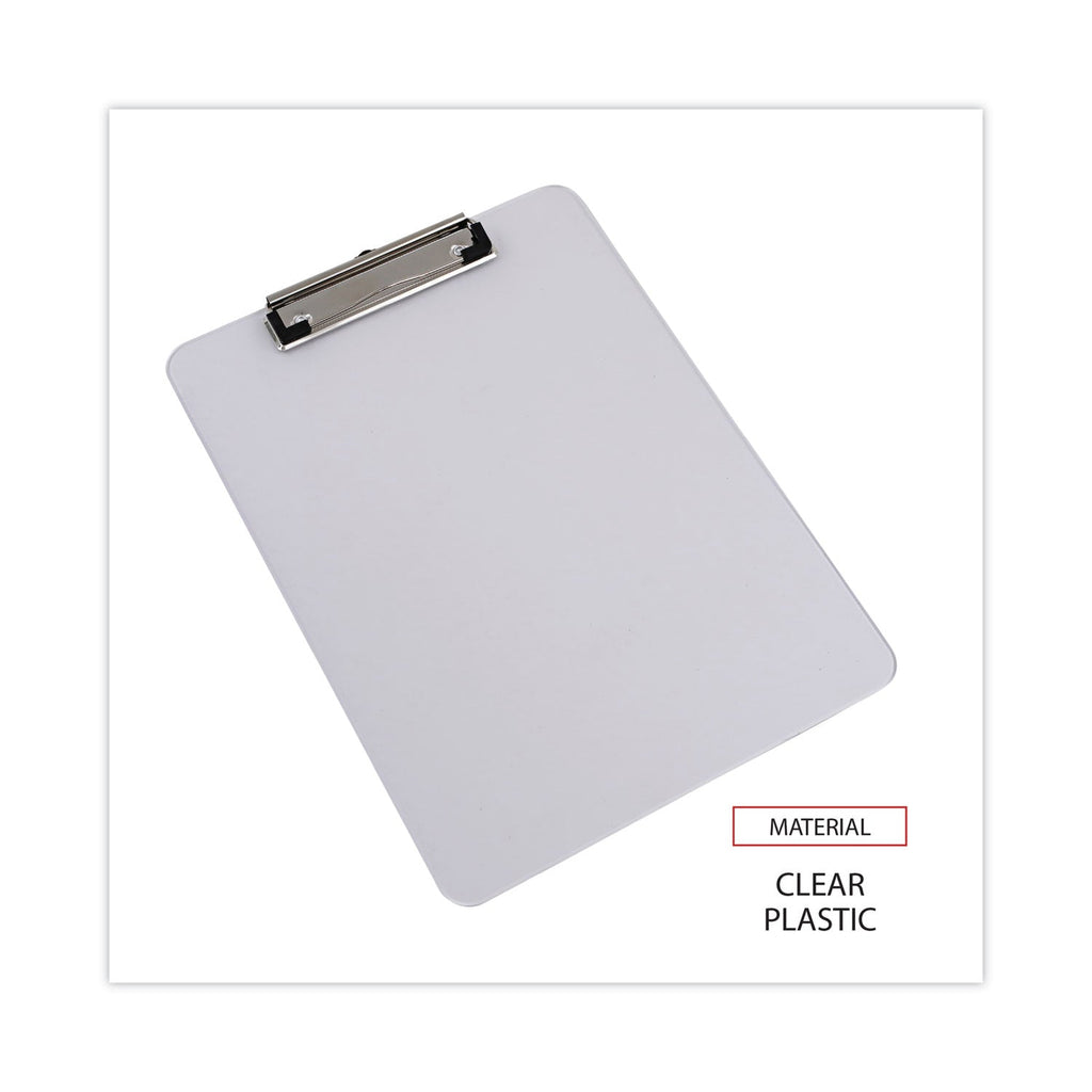 Universal Plastic Clipboard with Low Profile Clip, 0.5" Clip Capacity, Holds 8.5 x 11 Sheets, Clear