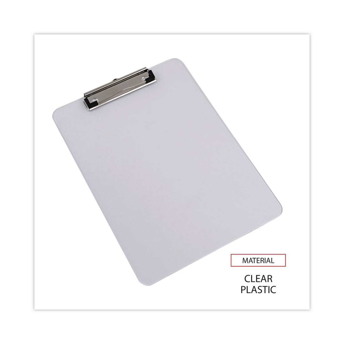 Universal Plastic Clipboard with Low Profile Clip, 0.5" Clip Capacity, Holds 8.5 x 11 Sheets, Clear