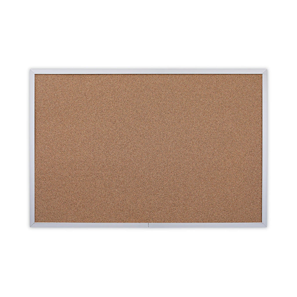 Universal Bulletin Board, Natural Cork, 36 x 24, Satin-Finished Aluminum Frame