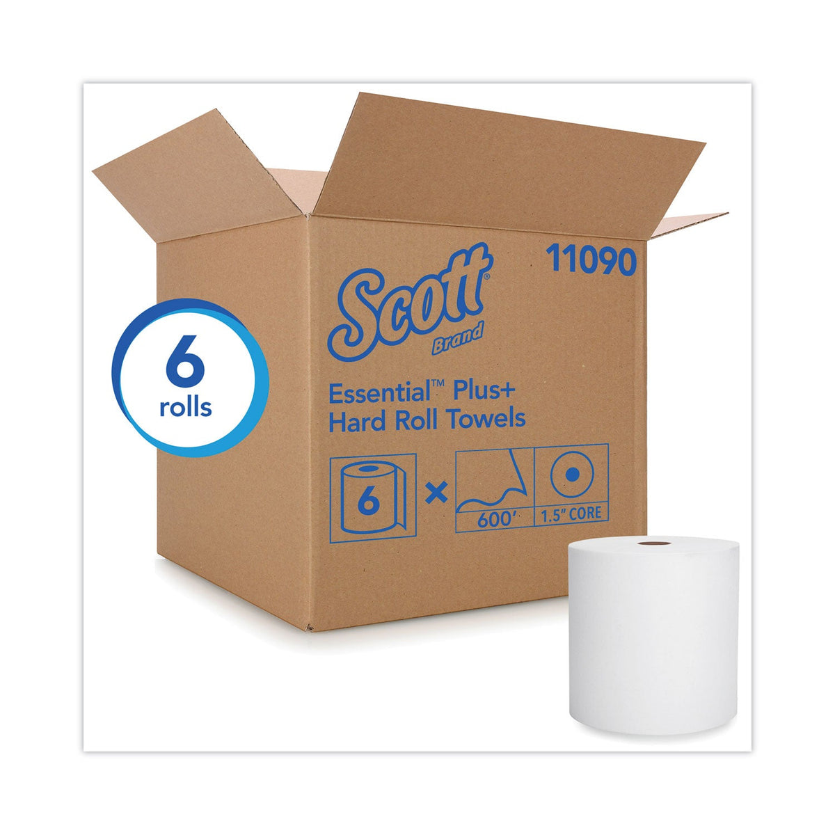 Kleenex Hard Roll Paper Towels with Premium Absorbency Pockets, 8" x 600 ft, 1.5" Core, White, 6 Rolls/Carton