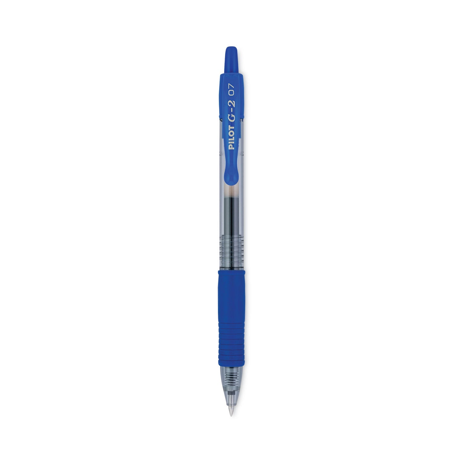 Pilot G2 Premium Gel Pen, Retractable, Fine 0.7 mm, Blue Ink, Smoke Barrel, 12/Pack