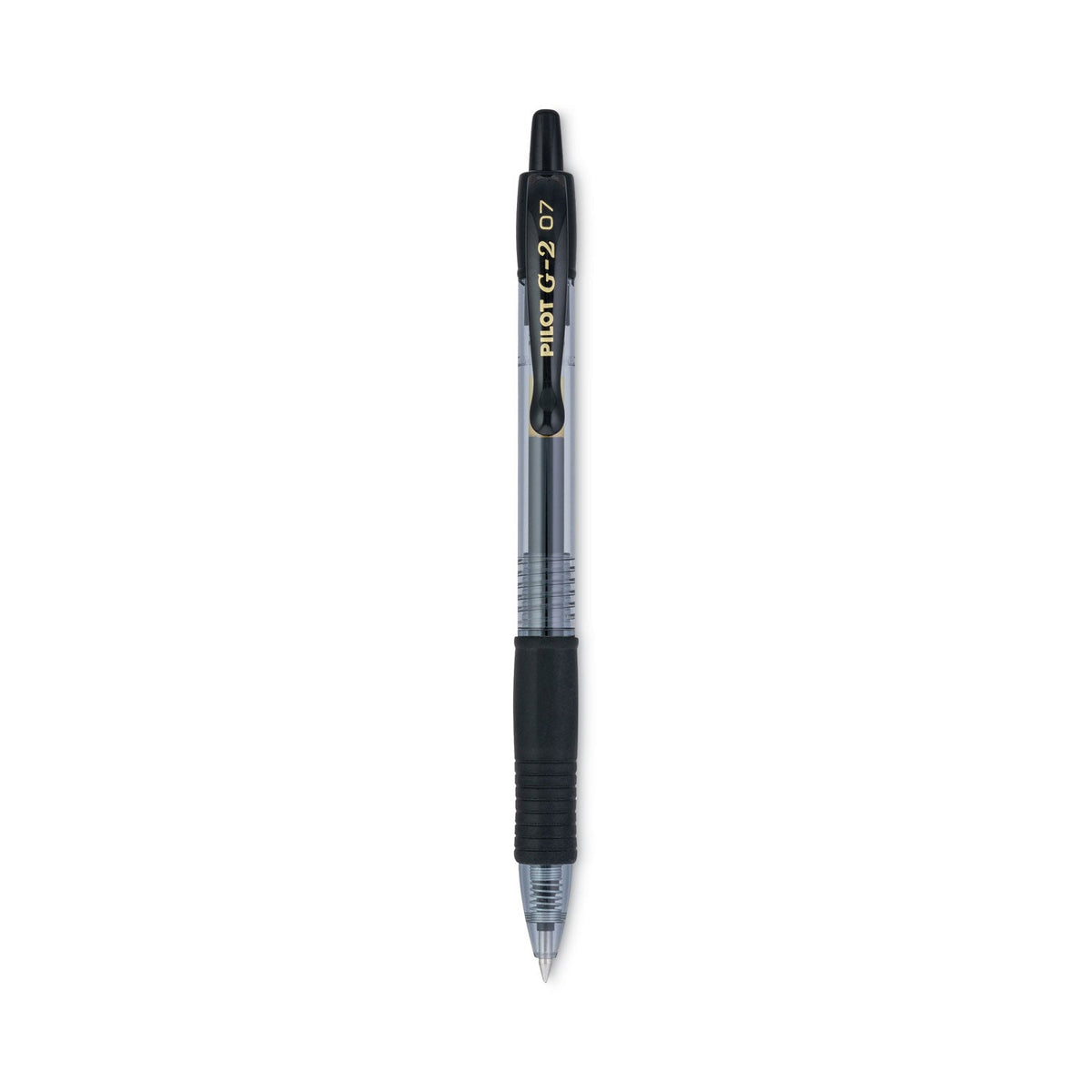 Pilot G2 Premium Gel Pen, Retractable, Fine 0.7 mm, Black Ink, Smoke Barrel, Dozen