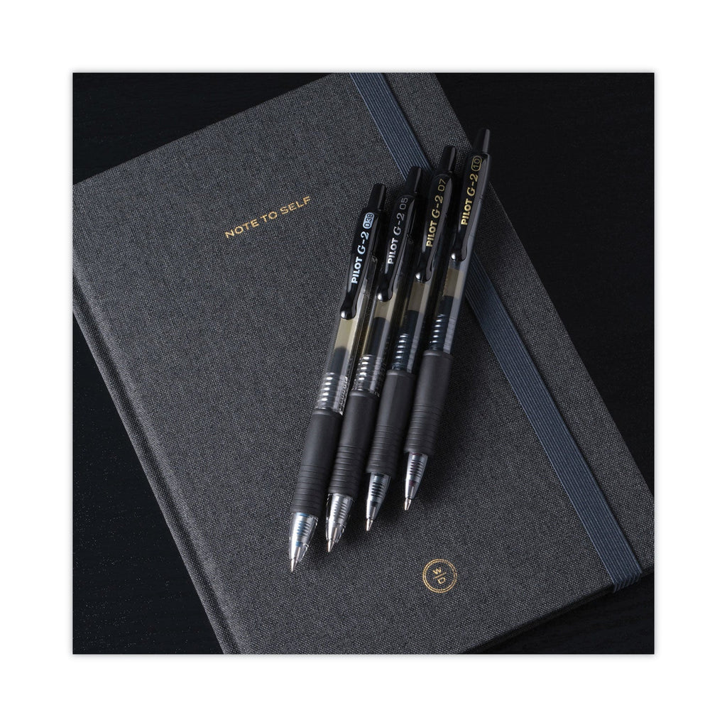 Pilot G2 Premium Gel Pen, Retractable, Extra-Fine 0.5 mm, Black Ink, Smoke Barrel, Dozen