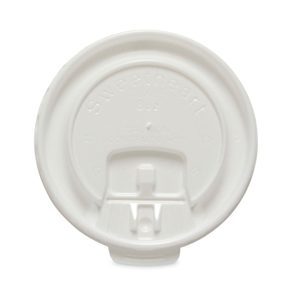 Dart Lift Back and Lock Tab Cup Lids for Foam Cups, Fits 8 oz Trophy Cups, White, 100/Pack