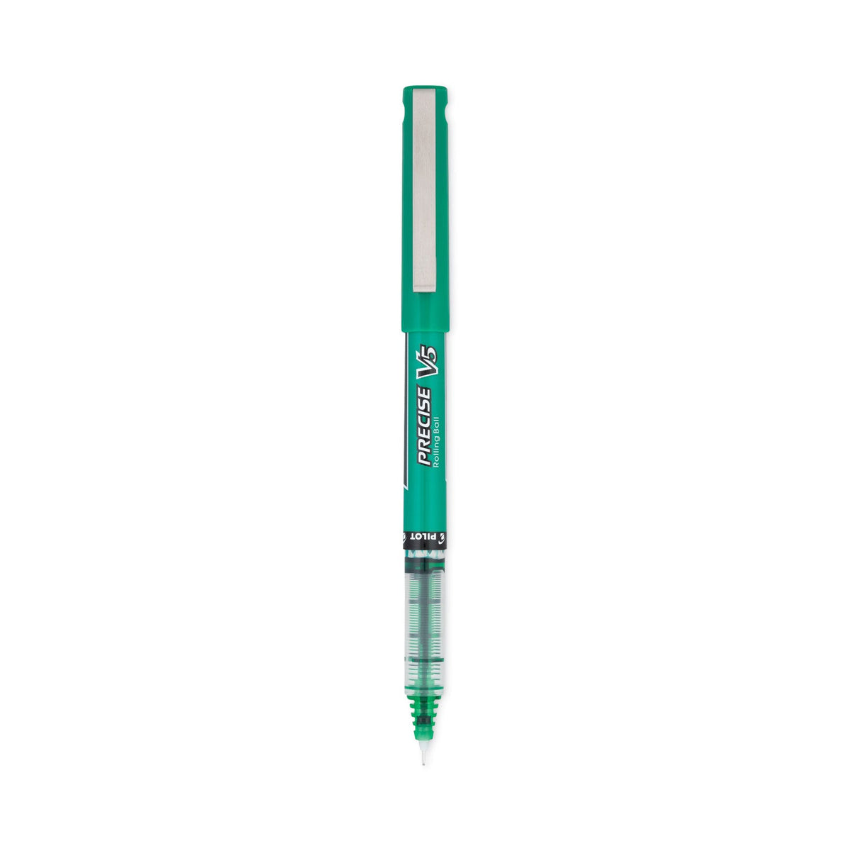 Pilot Precise V5 Roller Ball Pen, Stick, Extra-Fine 0.5 mm, Green Ink, Green Barrel, Dozen