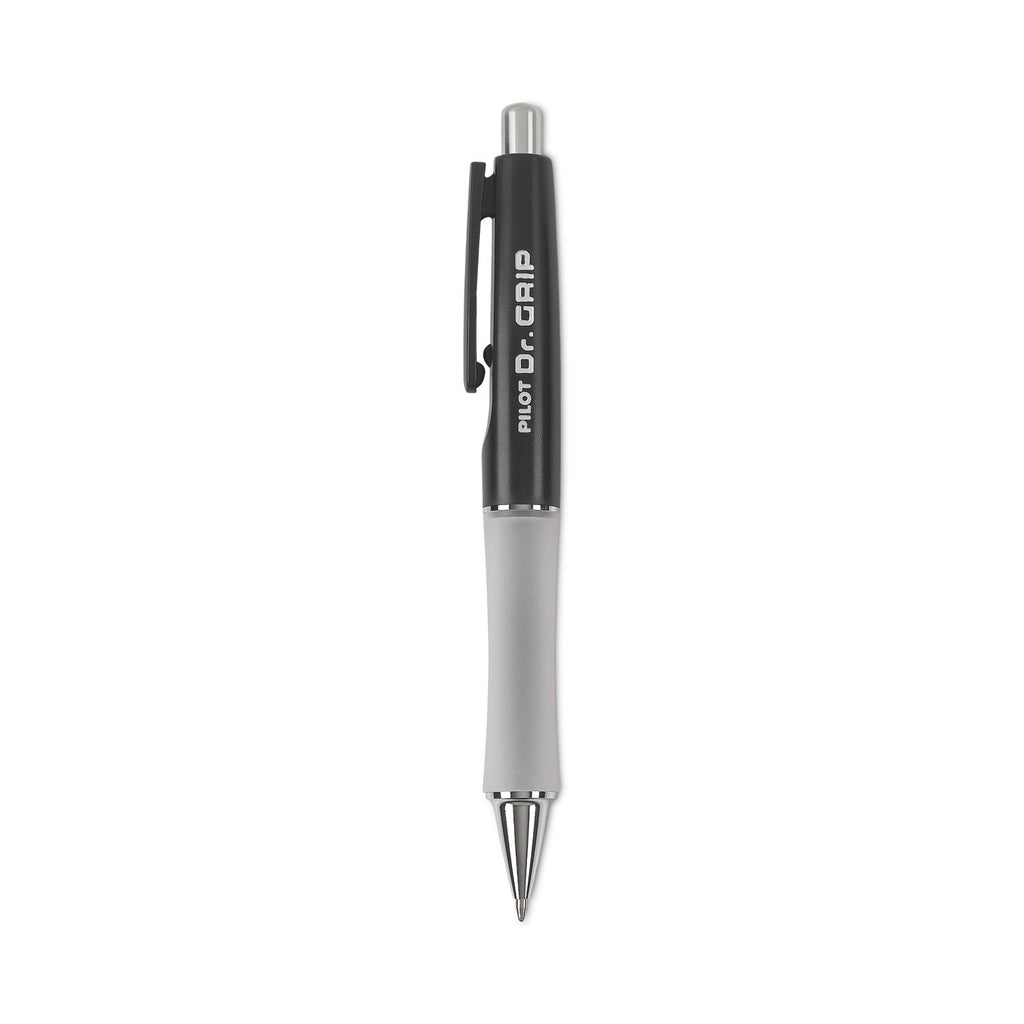 Pilot Dr. Grip Ballpoint Pen, Retractable, Medium 1 mm, Black Ink, Black Barrel