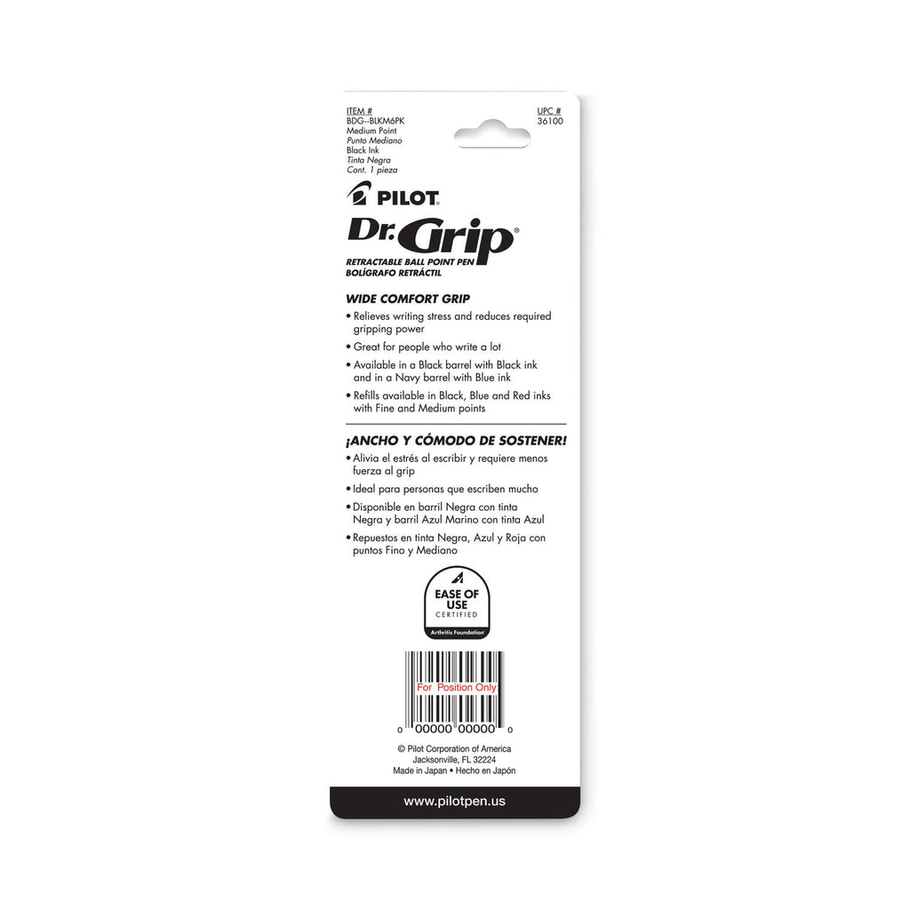 Pilot Dr. Grip Ballpoint Pen, Retractable, Medium 1 mm, Blue Ink, Navy Barrel