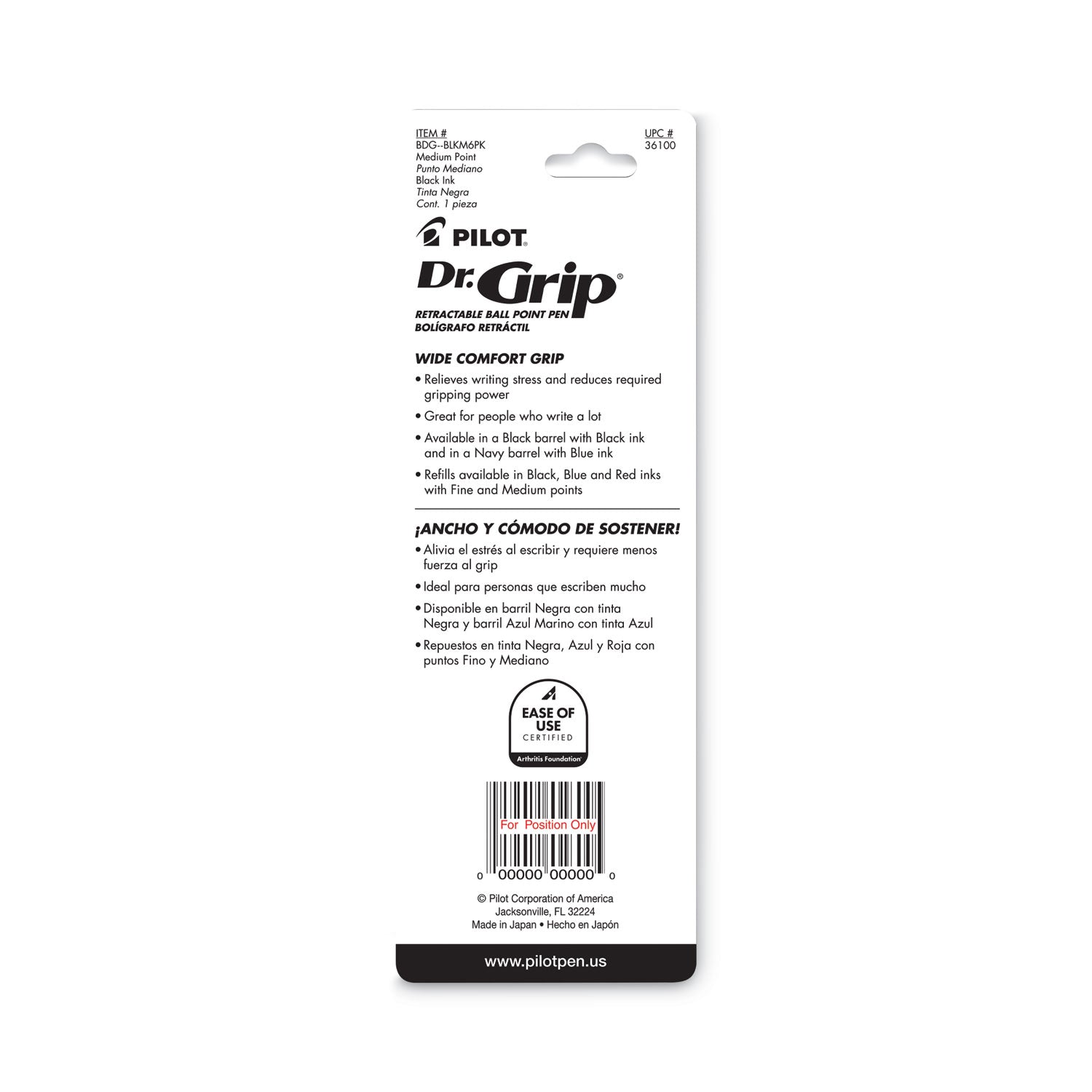 Pilot Dr. Grip Ballpoint Pen, Retractable, Medium 1 mm, Blue Ink, Navy Barrel