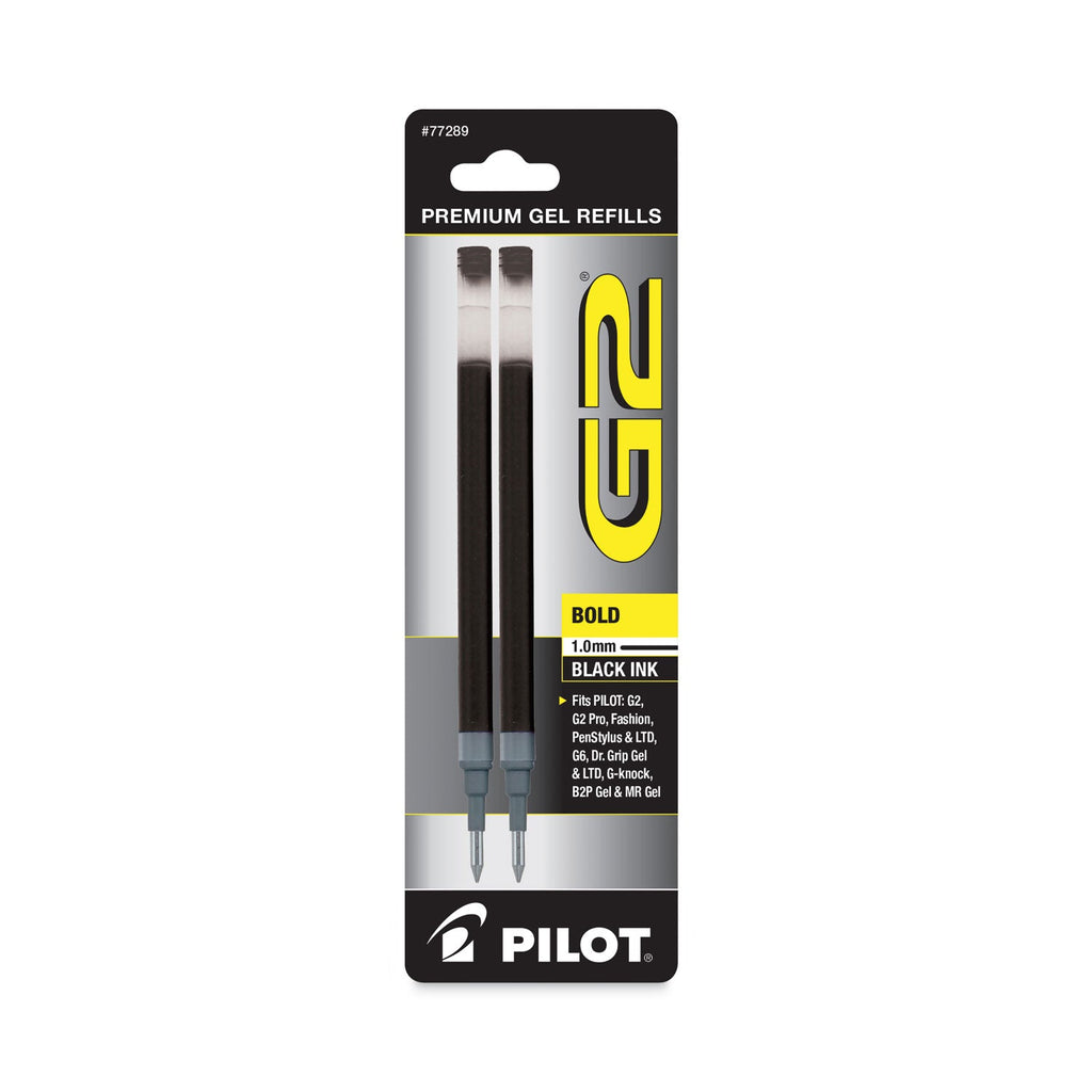 Pilot Refill for Pilot G2 Gel Ink Pens, Bold Conical Tip, Black Ink, 2/Pack