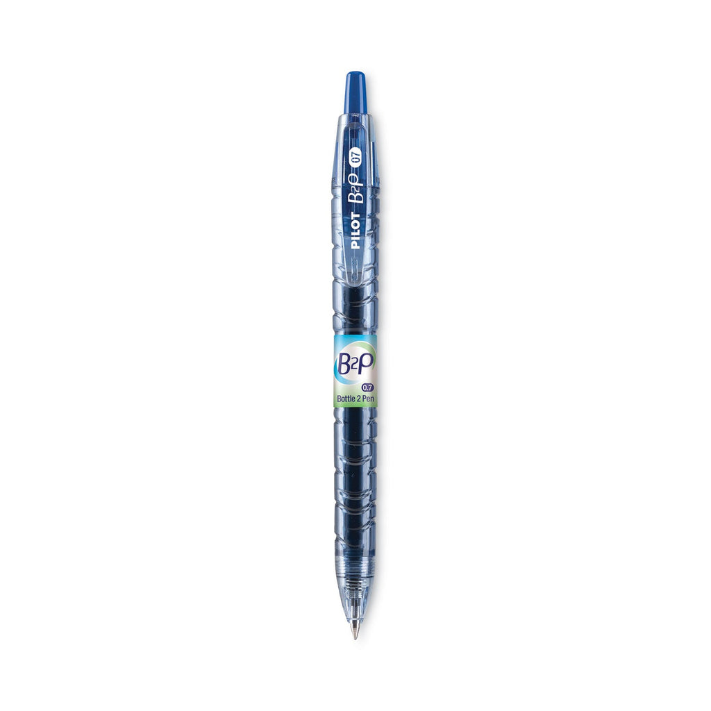 Pilot B2P Bottle-2-Pen Recycled Gel Pen, Retractable, Fine 0.7 mm, Blue Ink, Translucent Blue Barrel