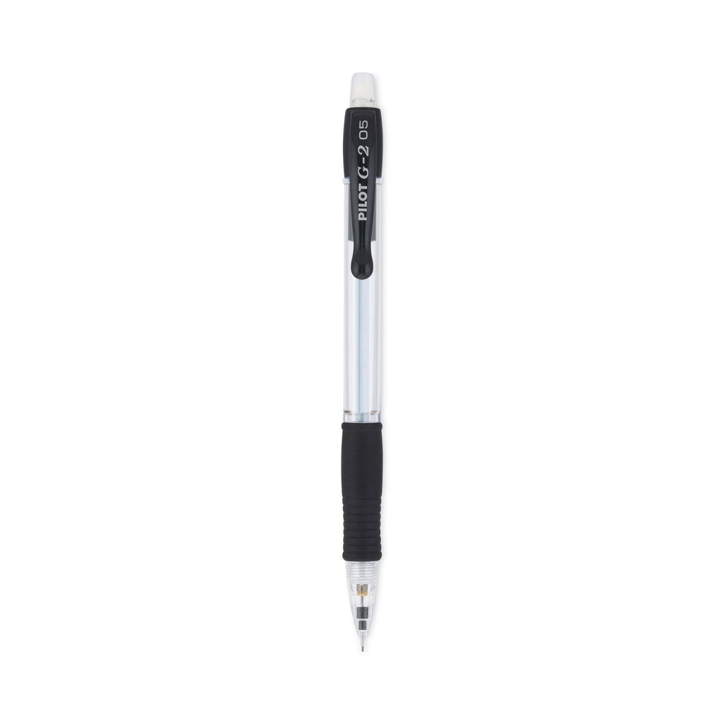 Pilot G2 Mechanical Pencil, 0.5 mm, HB (#2.5), Black Lead, Clear/Black Accents Barrel, Dozen