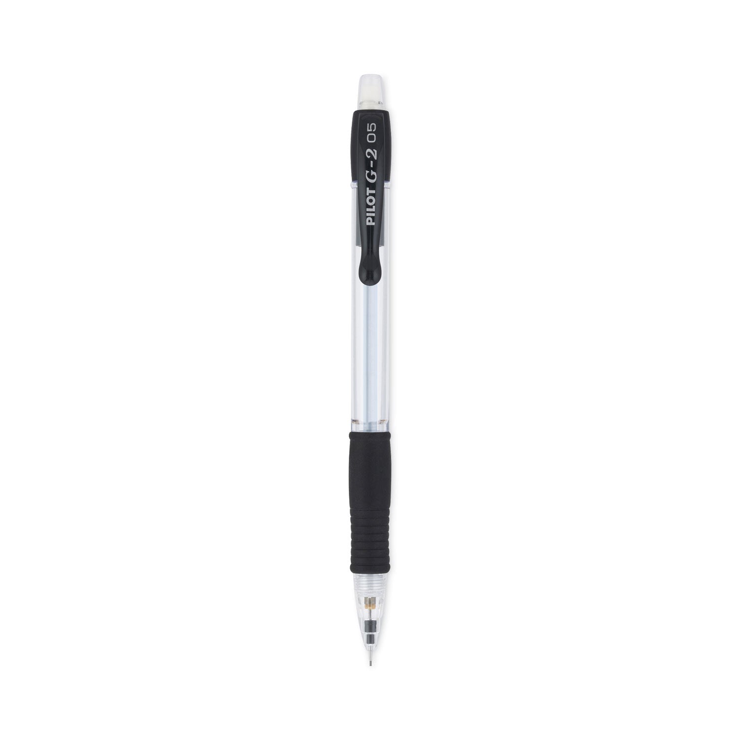Pilot G2 Mechanical Pencil, 0.5 mm, HB (#2.5), Black Lead, Clear/Black Accents Barrel, Dozen