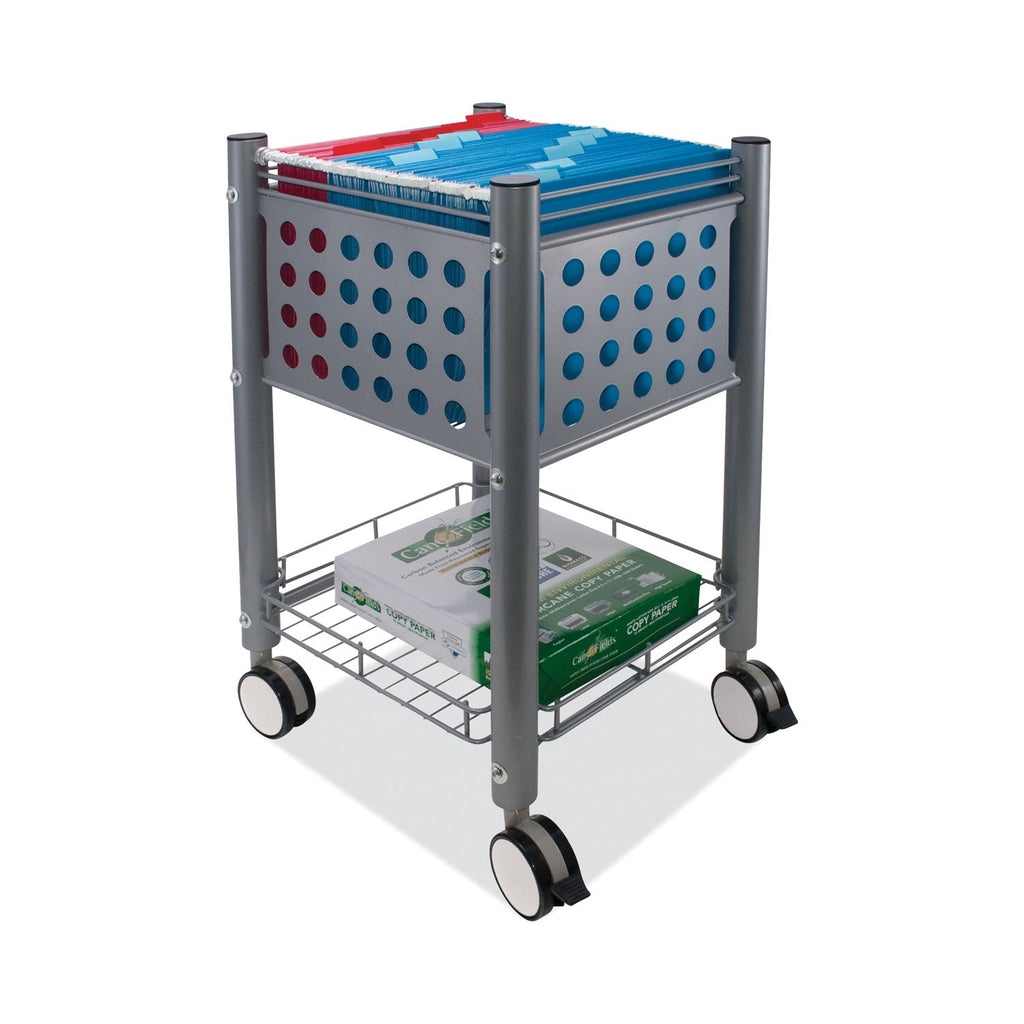 Vertiflex Sidekick File Cart, Metal, 1 Shelf, 1 Bin, 13.75" x 15.5" x 26.25", Matte Gray