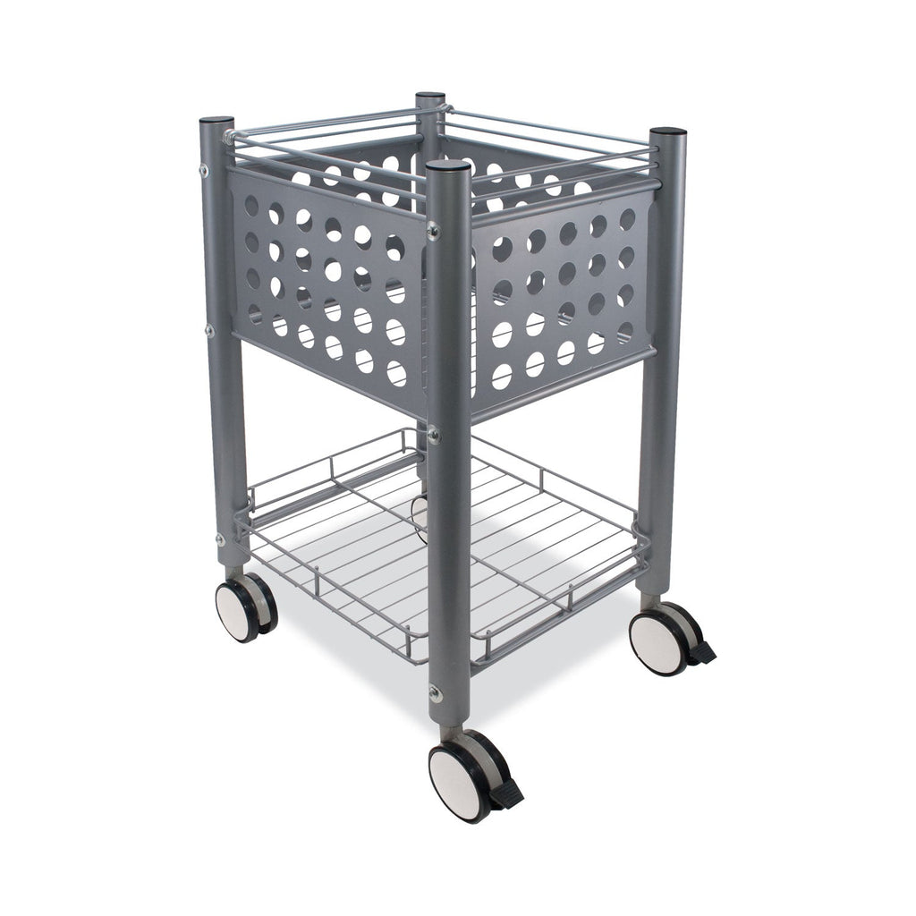 Vertiflex Sidekick File Cart, Metal, 1 Shelf, 1 Bin, 13.75" x 15.5" x 26.25", Matte Gray