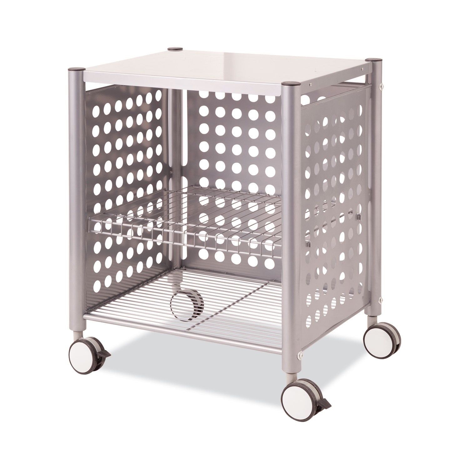 Vertiflex Deskside Machine Stand, Metal, 3 Shelves, 21.5" x 17.88" x 27", Matte Gray