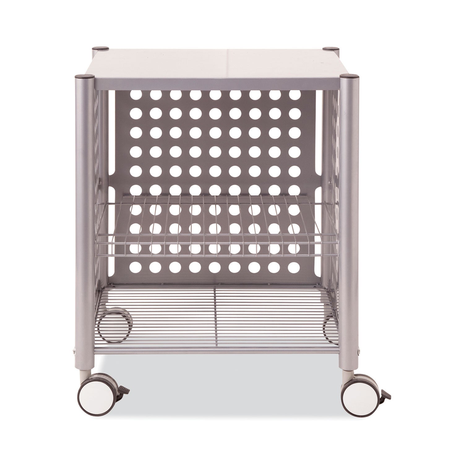 Vertiflex Deskside Machine Stand, Metal, 3 Shelves, 21.5" x 17.88" x 27", Matte Gray