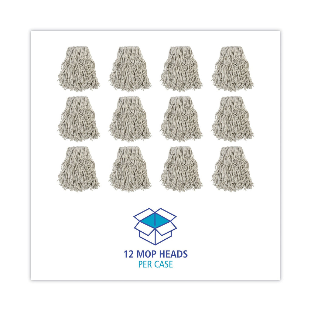 Boardwalk Banded Cotton Mop Head, #24, White, 12/Carton