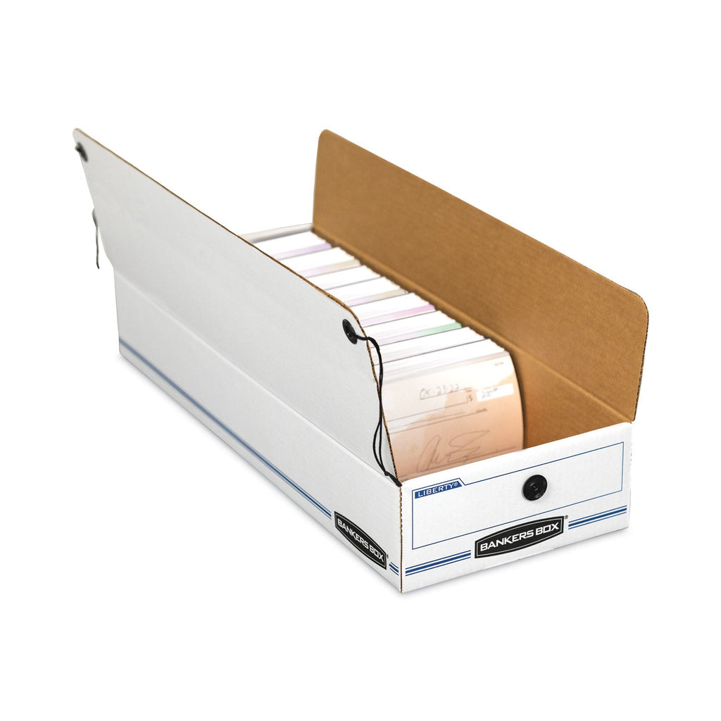 Bankers Box LIBERTY Check and Form Boxes, 11" x 24" x 5", White/Blue, 12/Carton