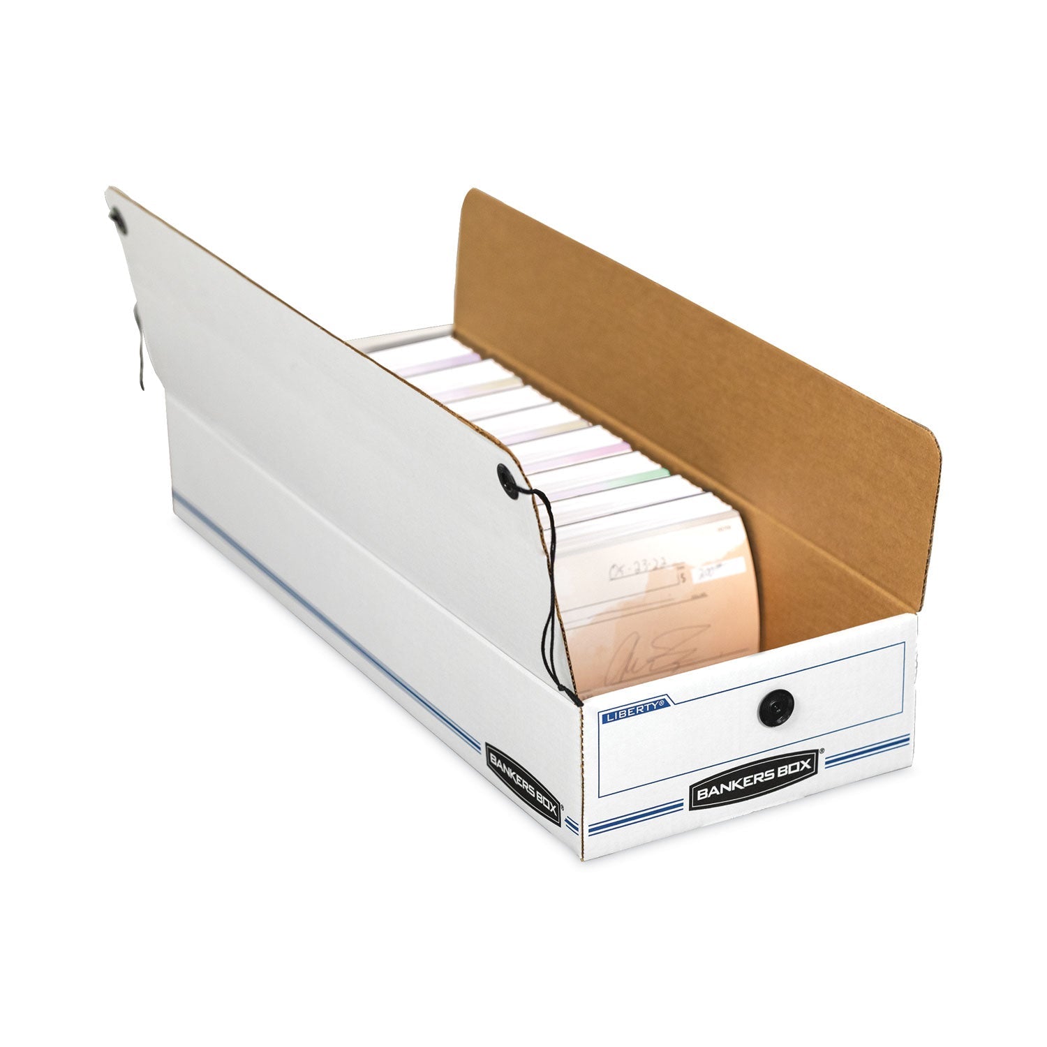 Bankers Box LIBERTY Check and Form Boxes, 9.5" x 23.75" x 4.5", White/Blue, 12/Carton