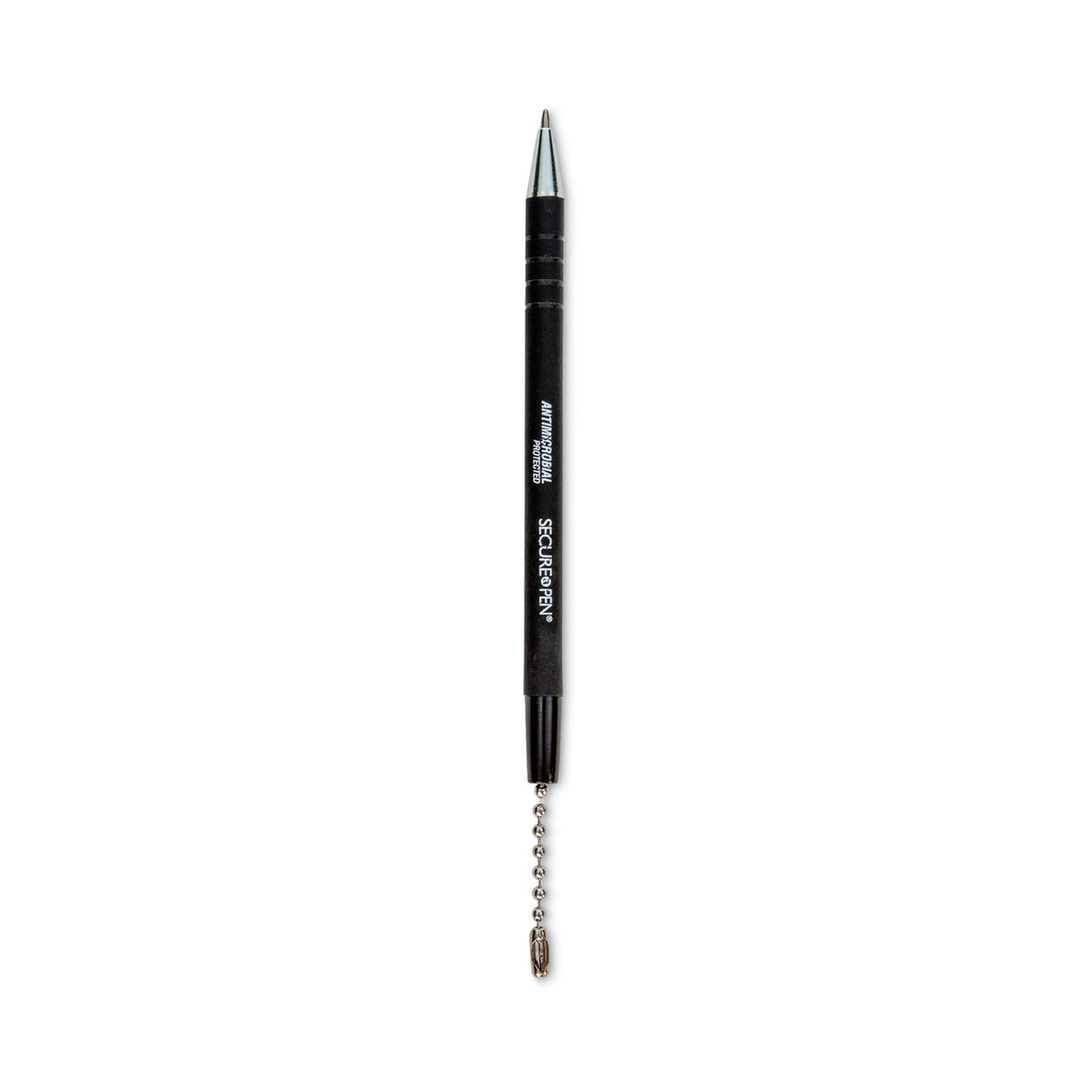 CONTROLTEK Antimicrobial Counter Chain Pen, Medium, 1 mm, Black Ink, Black