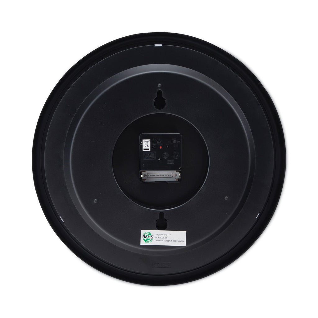 Universal Deluxe 13 1/2" Indoor/Outdoor Atomic Clock, 13.5" Overall Diameter, Black Case, 1 AA (sold separately)