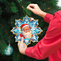 Santa Face Snowflake Large Wooden Ornament by G. Debrekht - Christmas Santa Snowman Decor - 8688424M