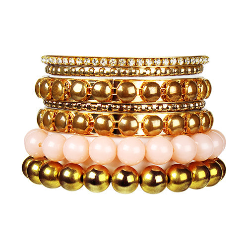 7-Piece Retro Gold Rhinestone Bangle Set
