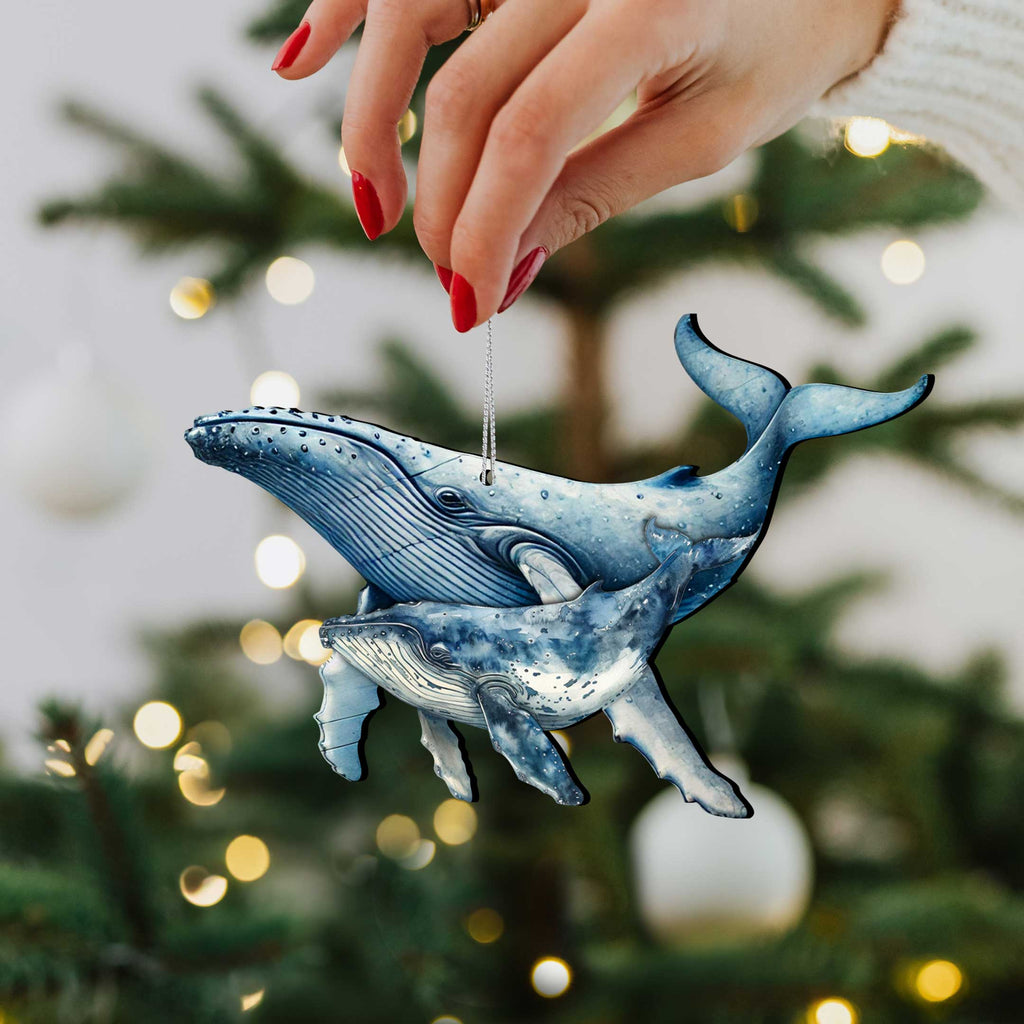 Alaska Whales Wooden Christmas Ornaments – Set of 3 Marine Wildlife Keepsakes – 8091048-S3