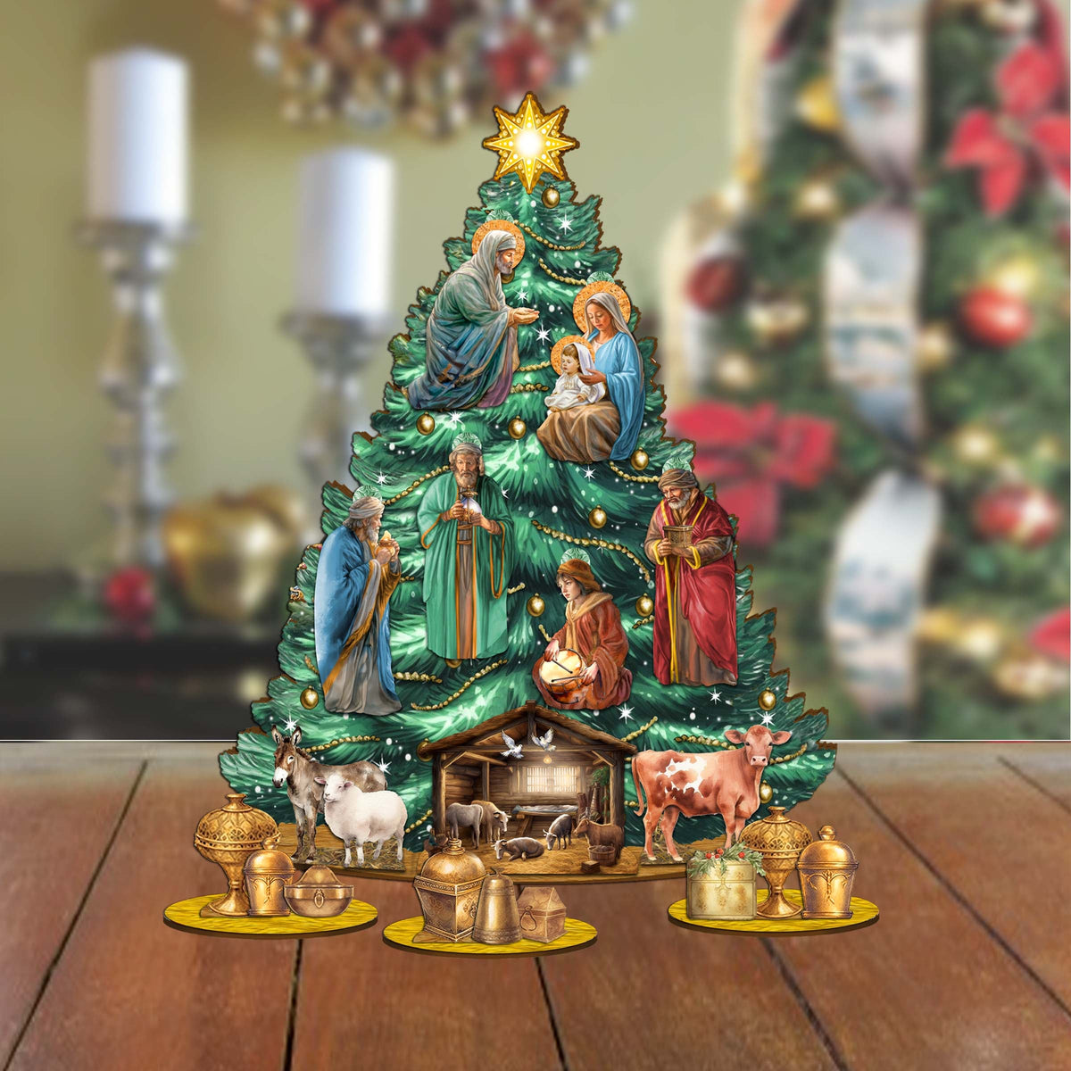 Regal Nativity Christmas Tree Eco Wood Set by D. Gelsinger Christmas Décor - 8091503-3