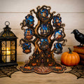 Halloween Haunted Tree Wooden Ornament Display – Handcrafted Tabletop Halloween Décor by G. Debrekht – 8091524