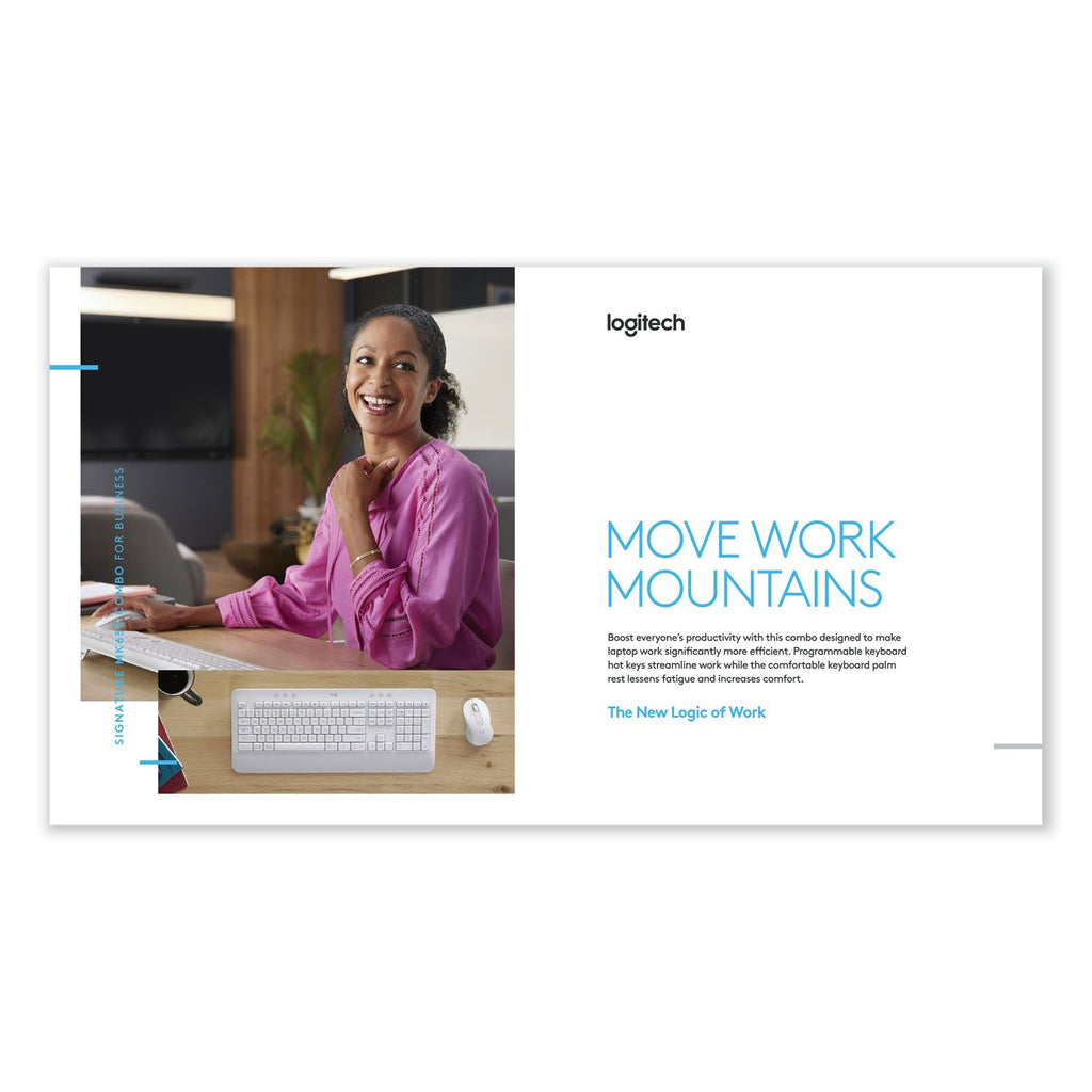 Logitech Signature MK650 Wireless Keyboard and Mouse Combo for Business, 2.4 GHz Frequency/32 ft Wireless Range, Off White