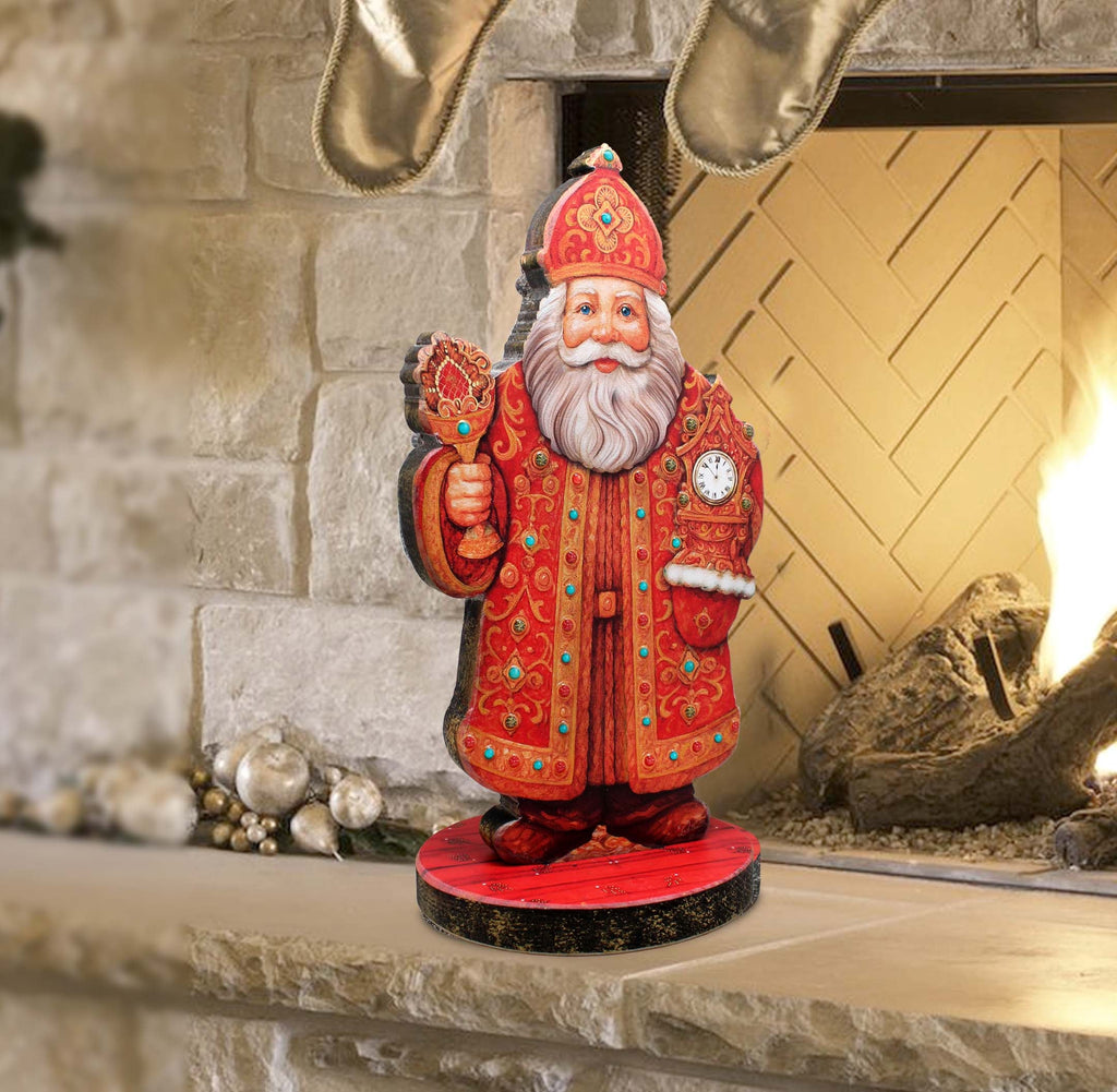 Santas Celebration Limited Edition Wooden Figurine by G. Debrekht - Christmas Centerpiece Snowman Decor - 89320