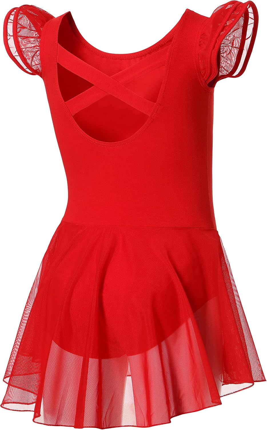 DIPUG Ballet Leotards for Girls Ballet Leotard with Skirt Toddler Dance Leotards Flutter Sleeve and Criss-Cross Back