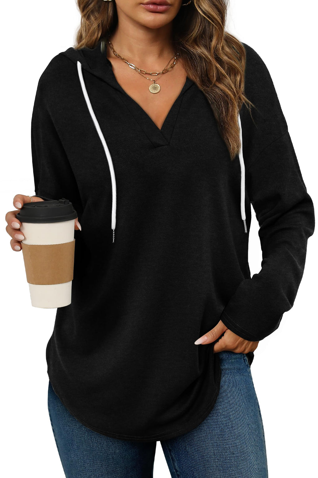 Bofell Womens Fashion Tops Hoodies for Women Pullover Oversized Sweatshirts Long SLeeve Shirts Loose Fit