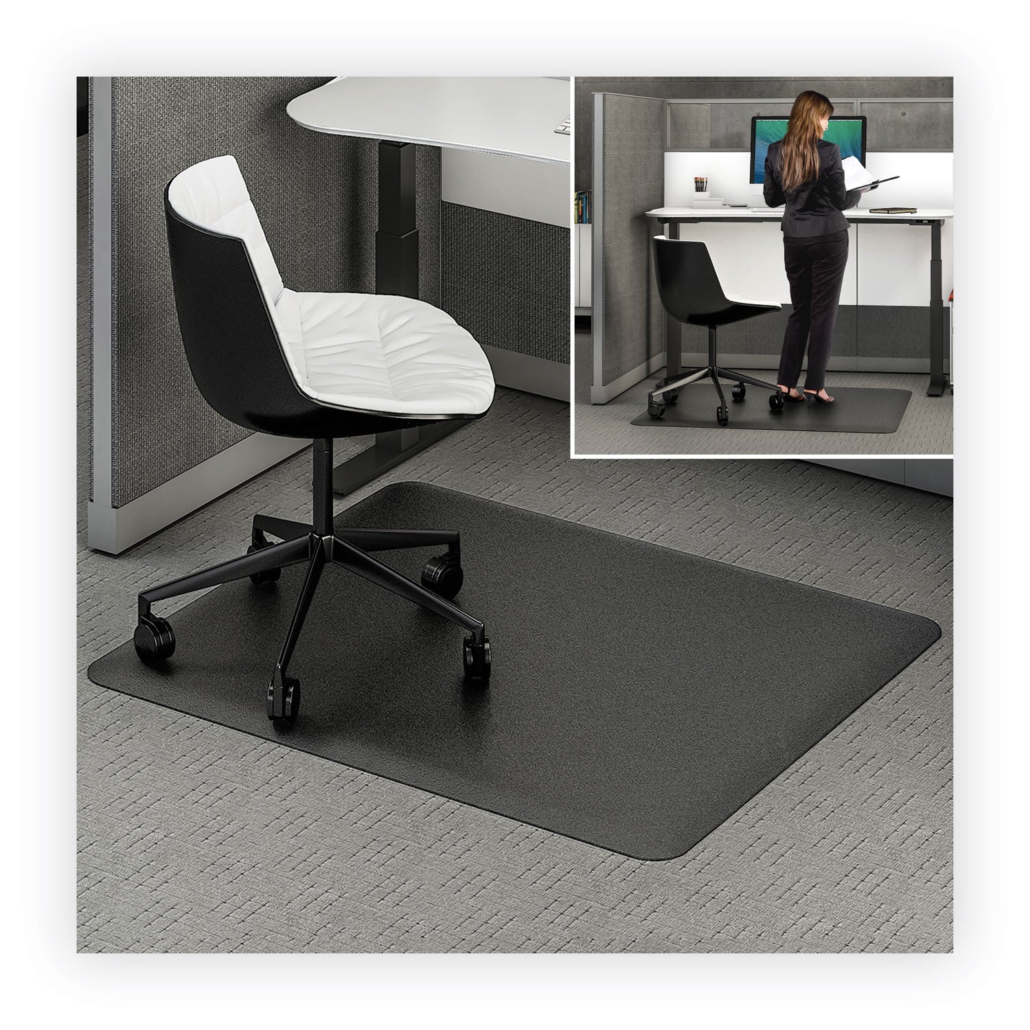 deflecto Ergonomic Sit Stand Mat, 60 x 46, Black
