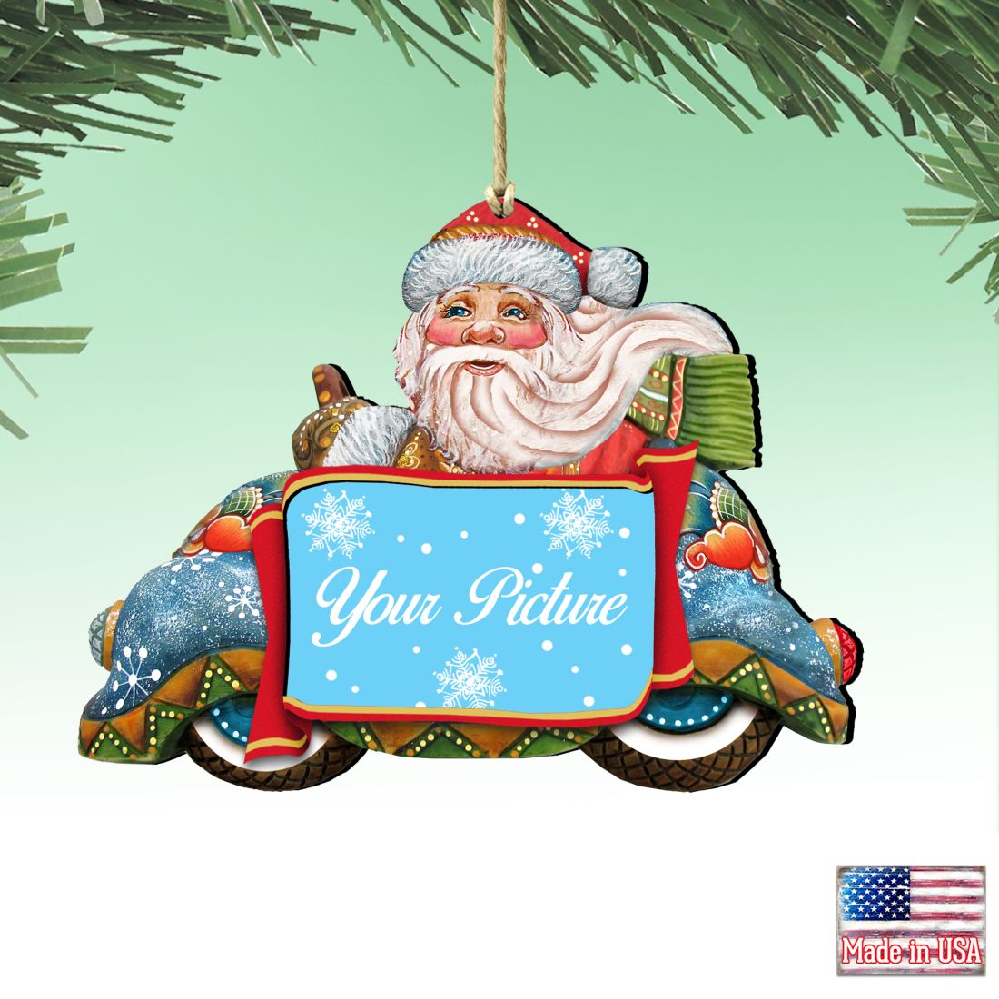 Merry Christmas Santa Picture Frame Ornaments - Ornament for Photo - Christmas Santa Snowman Décor - 8112045-2PF