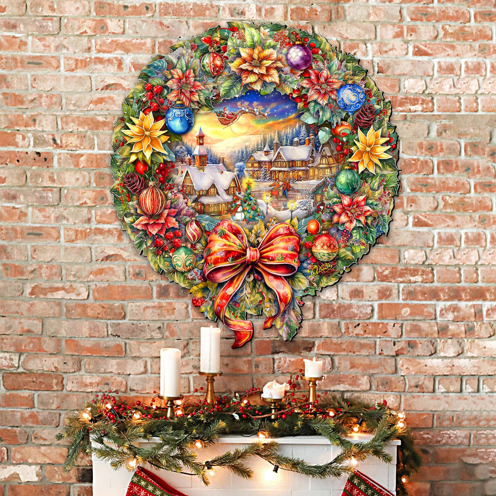 Christmas Wreath 36"-Inch Outdoor Indoor Decor Wooden Christmas Decoration by G. Debrekht - Christmas Decor - 8652802F