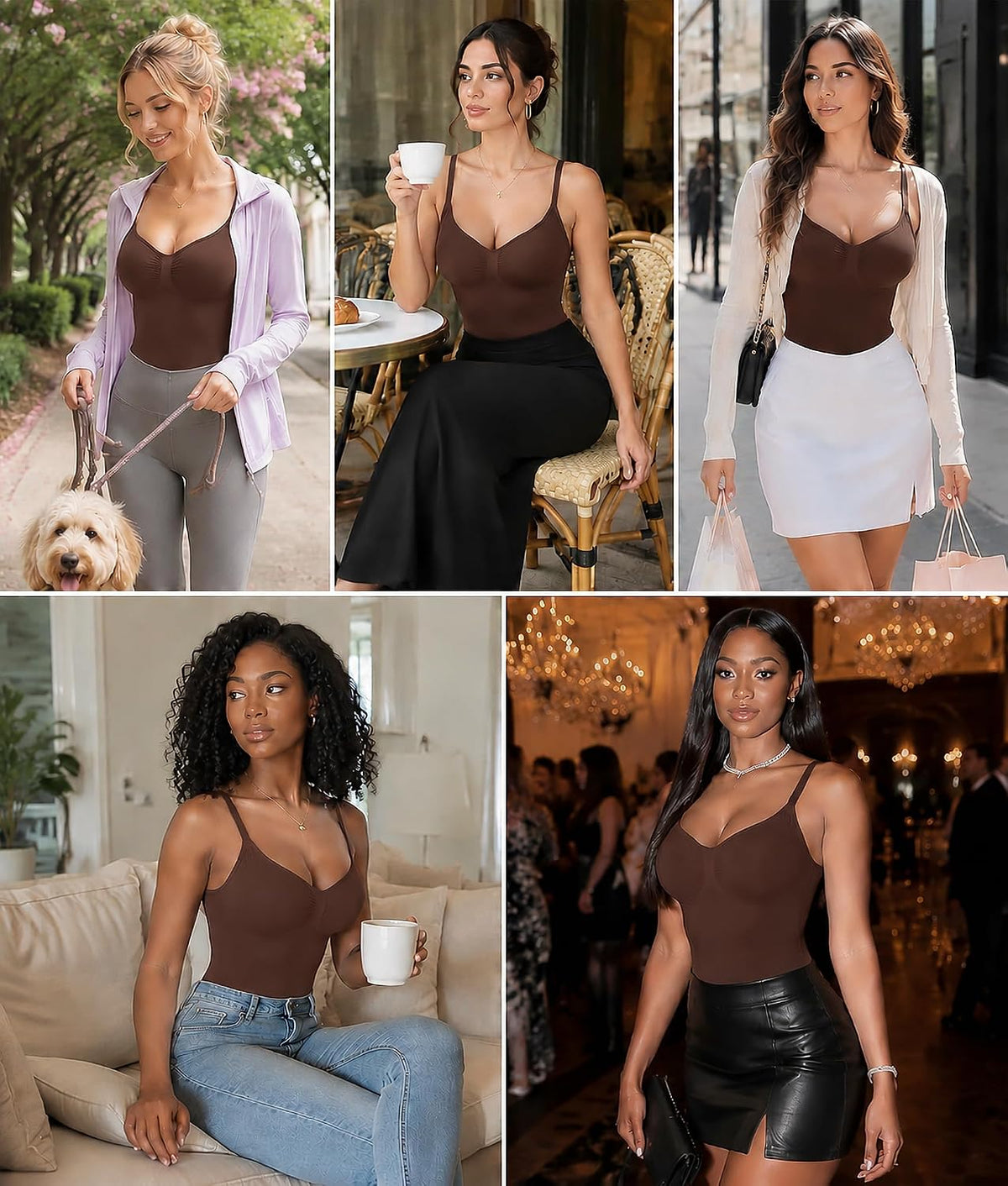 SHAPERX Shapewear for Women Tummy Control Bodysuit Mid Thigh Body Shaper Shorts for a Lifted Look