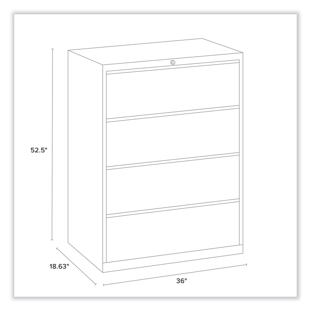Alera Lateral File, 4 Legal/Letter-Size File Drawers, Black, 36" x 18.63" x 52.5"